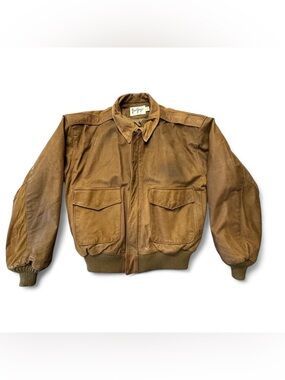 Vintage Gino di Giorgio Brown Bomber Brown Leather Jacket Medium USA 1980s